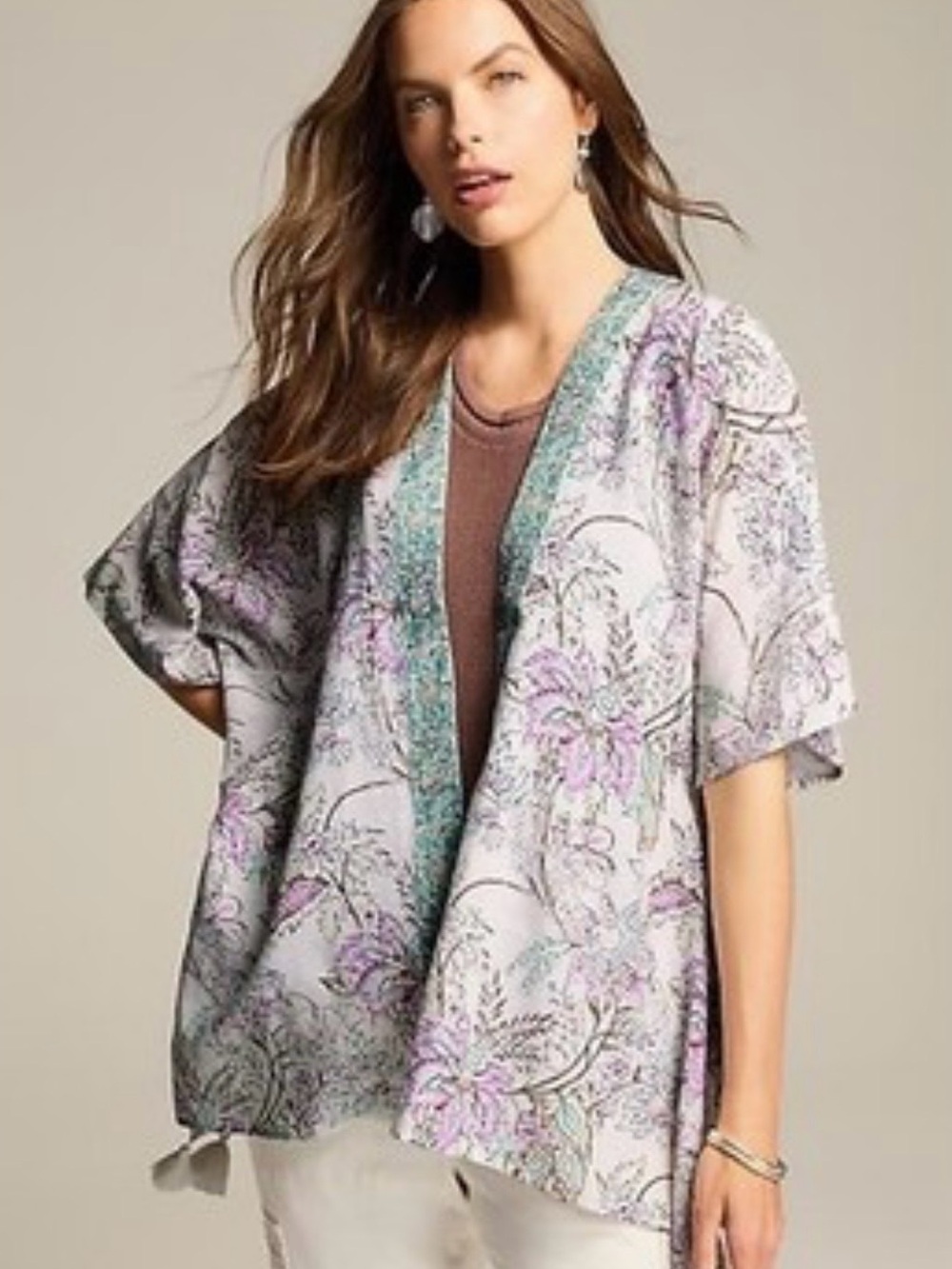 J. Jill Kimono Style Open Front Lightweight Cover-Up Size S-L Floral